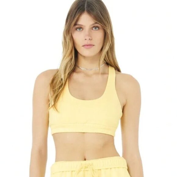 Alo Scoop Neck Sweatshirt Bra Yellow Size S - Picture 1 of 5